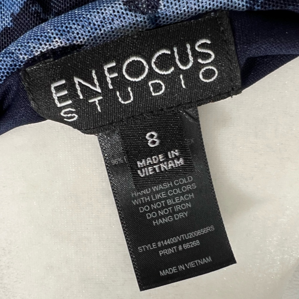 Enfocus Studio Blue and Black Floral maxi dress Size 8 elastic waist EUC - Picture 5 of 6